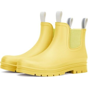 image:imageHISEA Womens Short Rain Boots Waterproof Chelsea Boots Fashion Ankle Rubber Garden Shoes NonSlip Matte PVC Rainboots Lightweight Outdoor Work Booties for Gardening Farming WalkingYellow