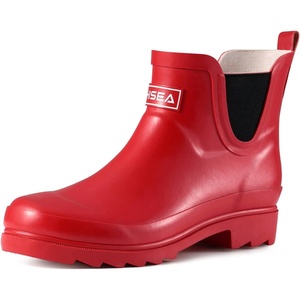 image:imageHISEA Womens Short Rubber Rain Boots Waterproof Chelsea Garden Boots for Ladies with Comfort Insole Stylish Ankle Rain Shoes Outdoor Work Booties