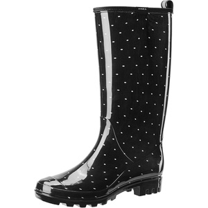 image:imageHISEA Womens Tall Rain Boots Waterproof Garden Boots Fashion Print Rubber PVC Rainboots For Ladies AntiSlip Knee High Mud Boots for Outdoor Gardening Farm Yard Work Slim Calf amp Wide CalfPolka Dot Print Black and White
