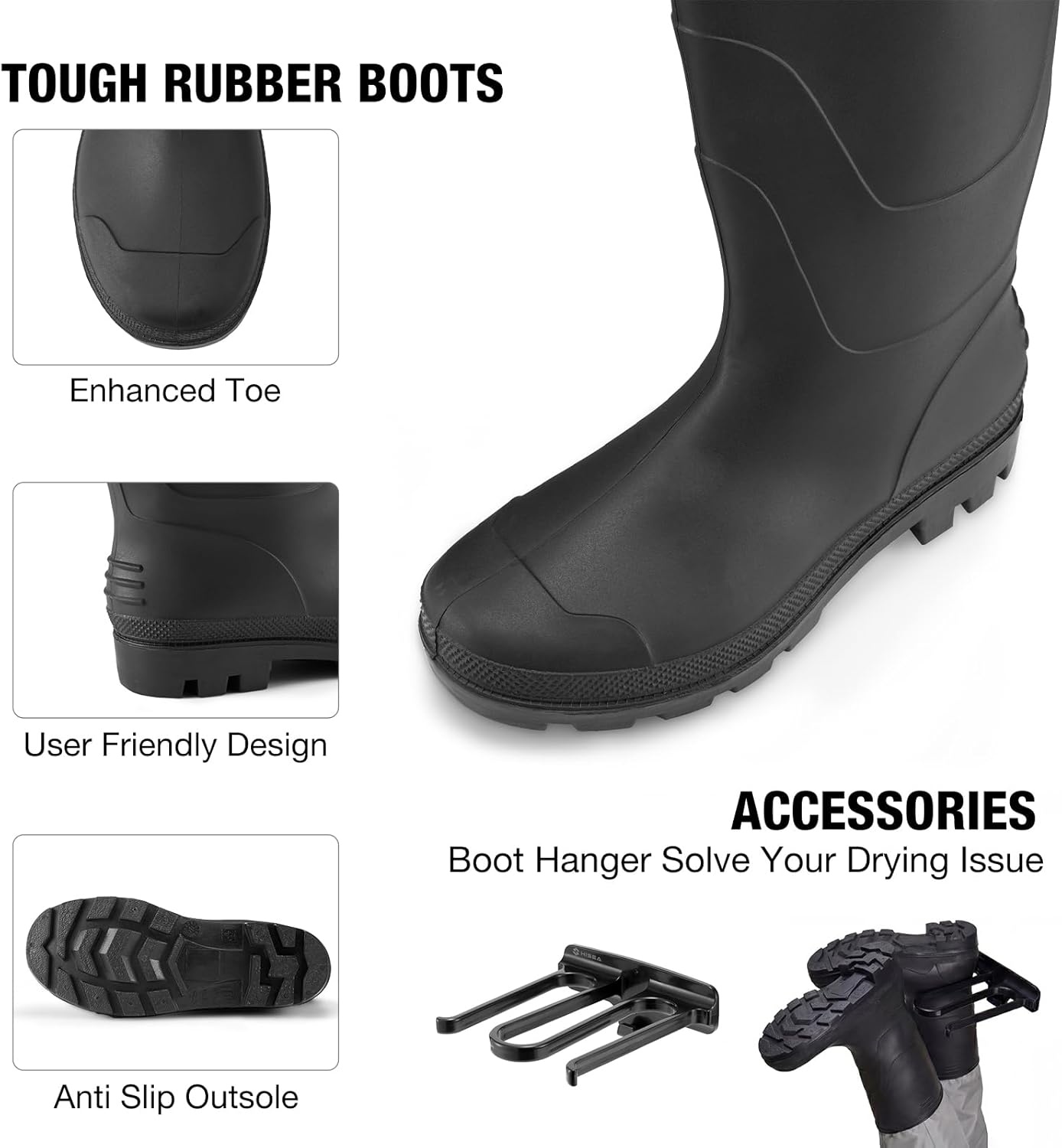 image:imageFISHINGSIR Fishing Waders for Men 2Ply NylonPVC Waterproof Women Chest Wader with Boots Bootfoot Hunting WadersStone Grey