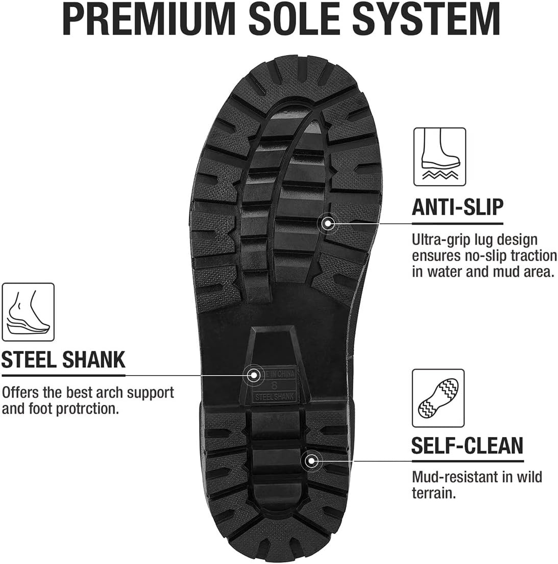 image:imageHISEA Mens Chelsea Rain Boots Rubber Ankle Short Boots for Men Waterproof Durable Insulated Mud Booties for Outdoor Garden WorkBlack