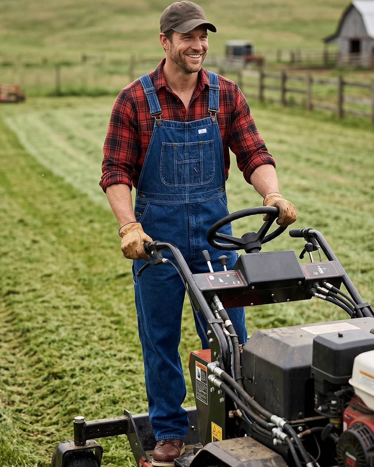 image:imageHISEA Mens Denim Bib Overalls Mens Overalls Workwear with Adjustable Straps and Convenient Tool PocketsWashed Indigo Blue