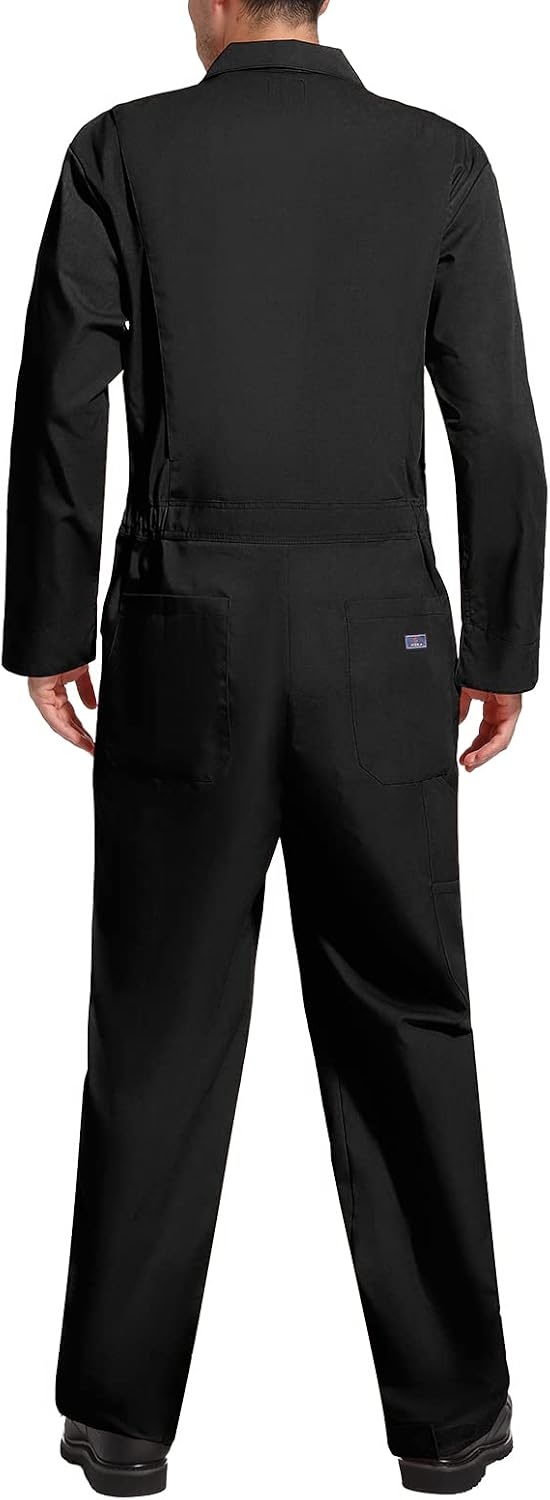 image:imageHISEA Mens Long Sleeve Coverall Stain amp Wrinkle Resistant Mens Work Coverall with Multi PocketsBlack