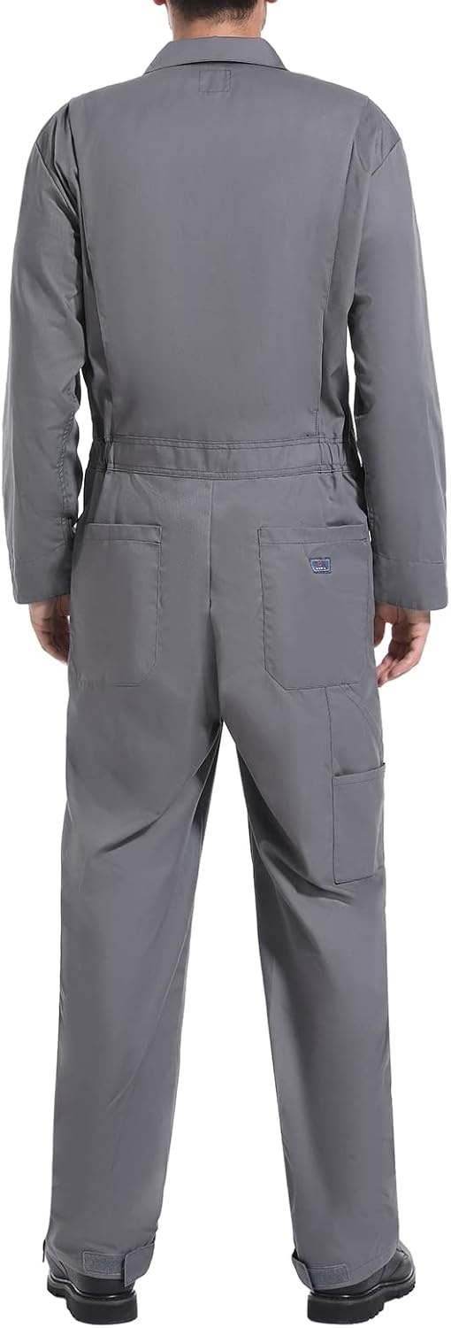 image:imageHISEA Mens Long Sleeve Coverall Stain amp Wrinkle Resistant Mens Work Coverall with Multi PocketsGray