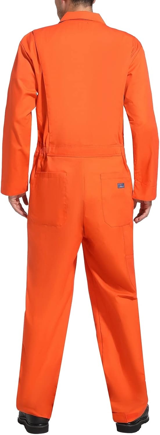 image:imageHISEA Mens Long Sleeve Coverall Stain amp Wrinkle Resistant Mens Work Coverall with Multi PocketsOrange