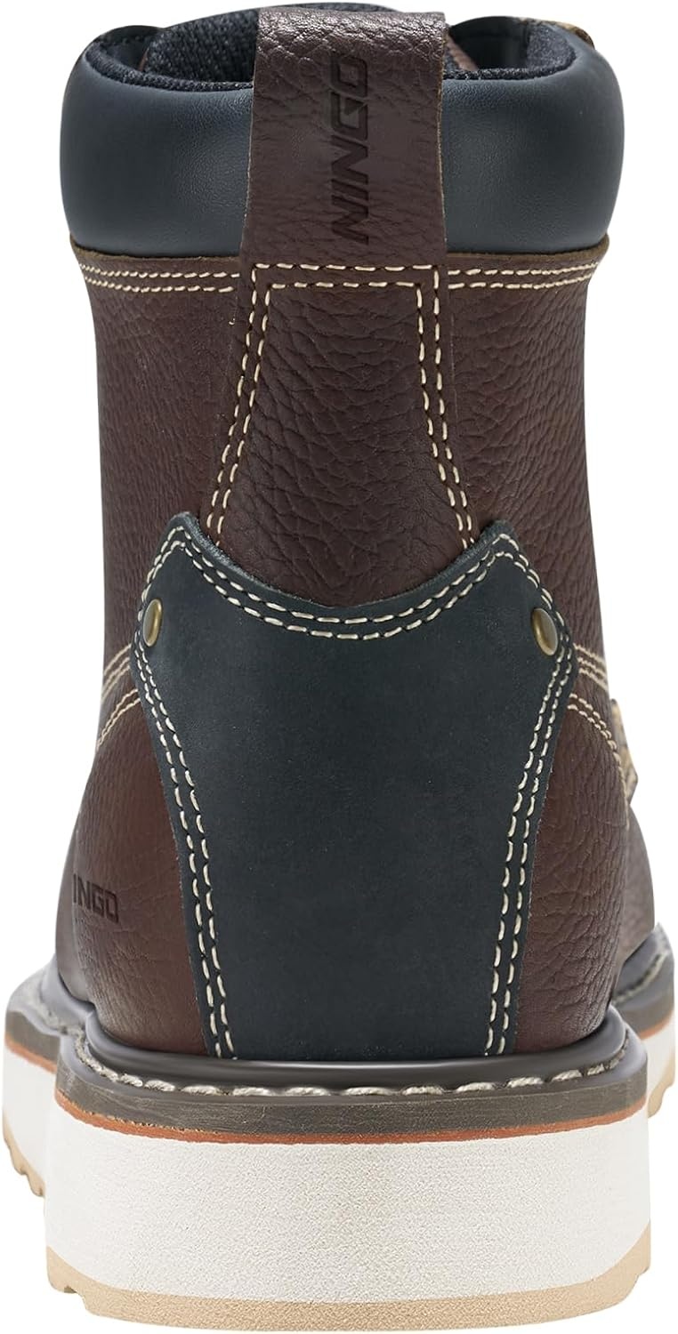 image:imageHISEA NINGO Work Boots for Men SteelSoft Toe Boots6 Water Resistant Slip Resistant Industrial amp Construction Work Shoes Composite Toe Working BootSoft Toe Darkbrown