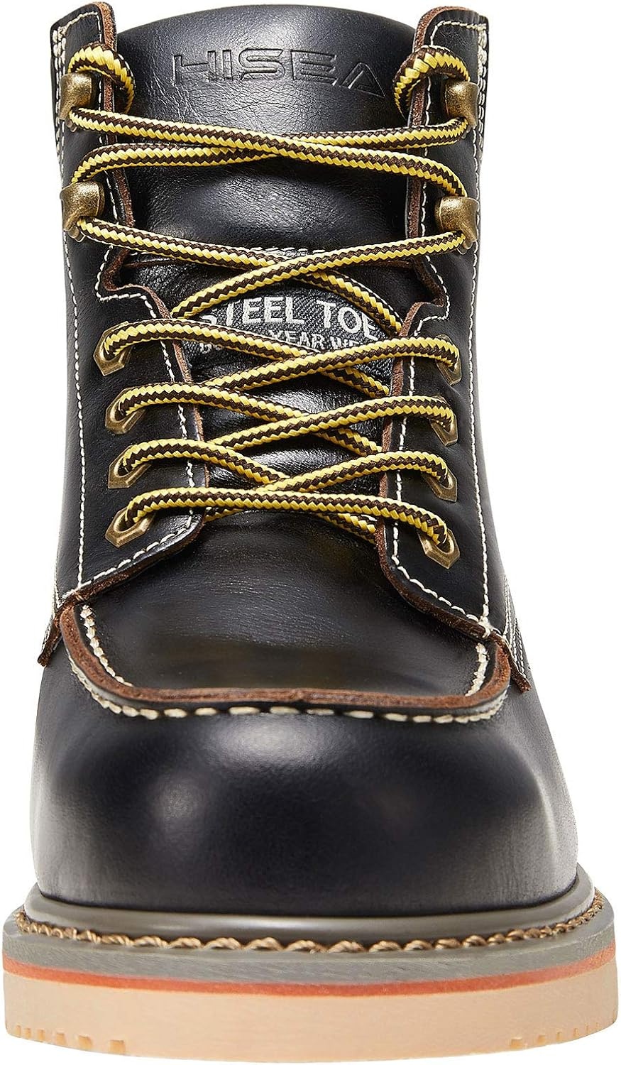 image:imageHISEA NINGO Work Boots for Men SteelSoft Toe Boots6 Water Resistant Slip Resistant Industrial amp Construction Work Shoes Composite Toe Working BootSteel Toe Black