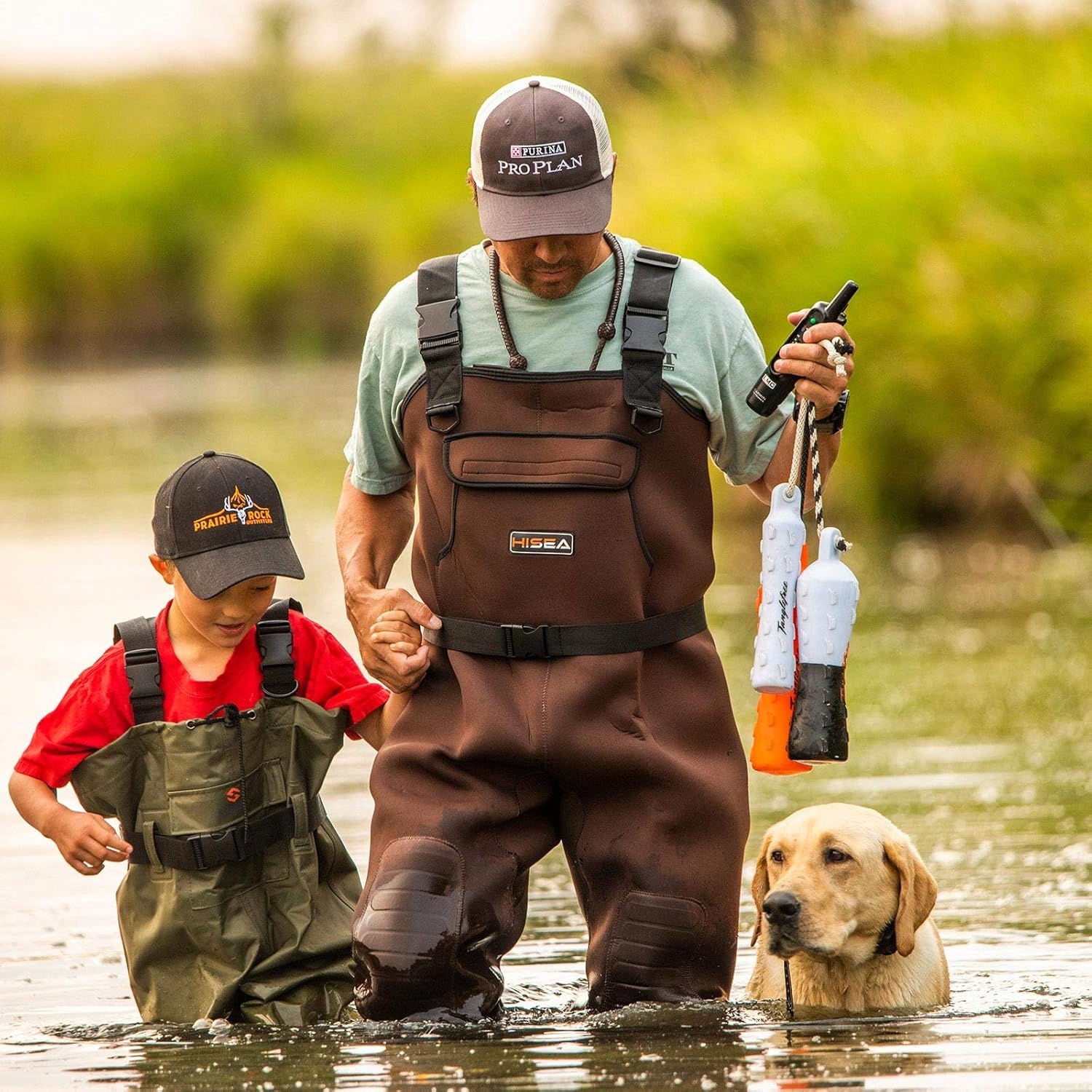 image:imageHISEA Neoprene Fishing Chest Waders for Men with Boots Cleated Bootfoot Waterproof Mens Womens Wader Fishing amp Hunting WaderBrown