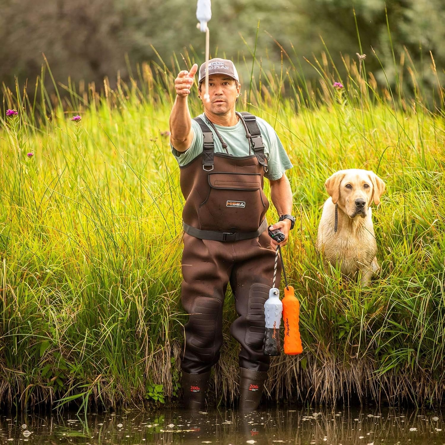 image:imageHISEA Neoprene Fishing Chest Waders for Men with Boots Cleated Bootfoot Waterproof Mens Womens Wader Fishing amp Hunting WaderBrown