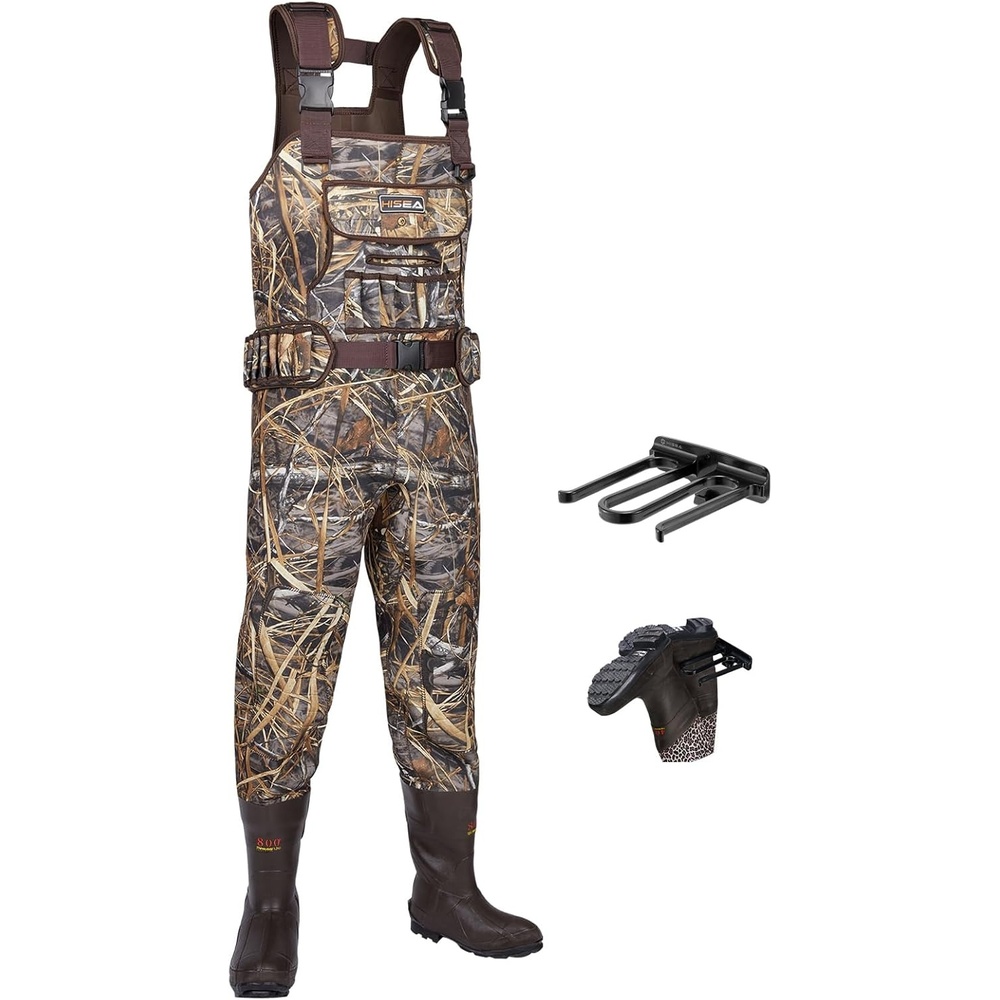 image:imageHISEA Chest Waders for Men Hunting Wader with 800G Insulated Boots 45mm Neoprene Waterproof Mens Camo Bootfoot WadersNext Camo Evos