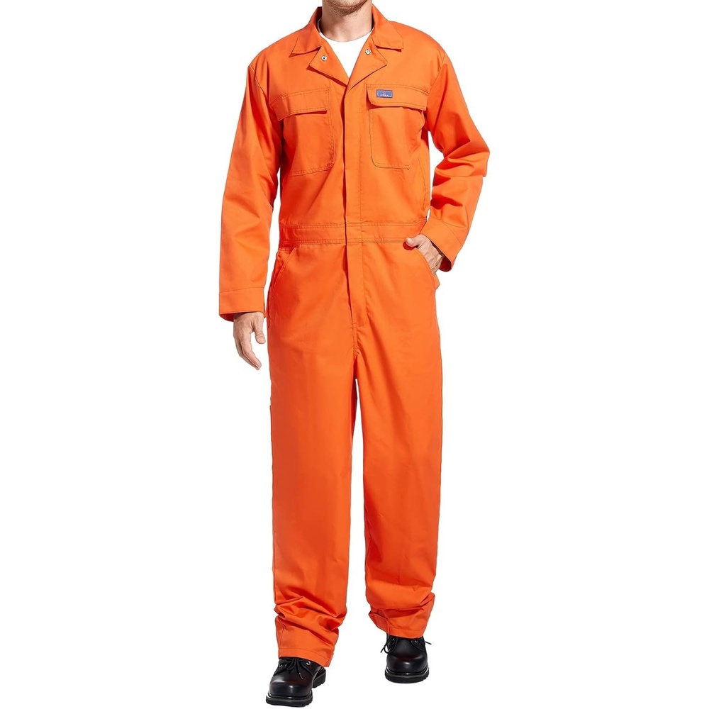image:imageHISEA Mens Long Sleeve Coverall Stain amp Wrinkle Resistant Mens Work Coverall with Multi PocketsOrange
