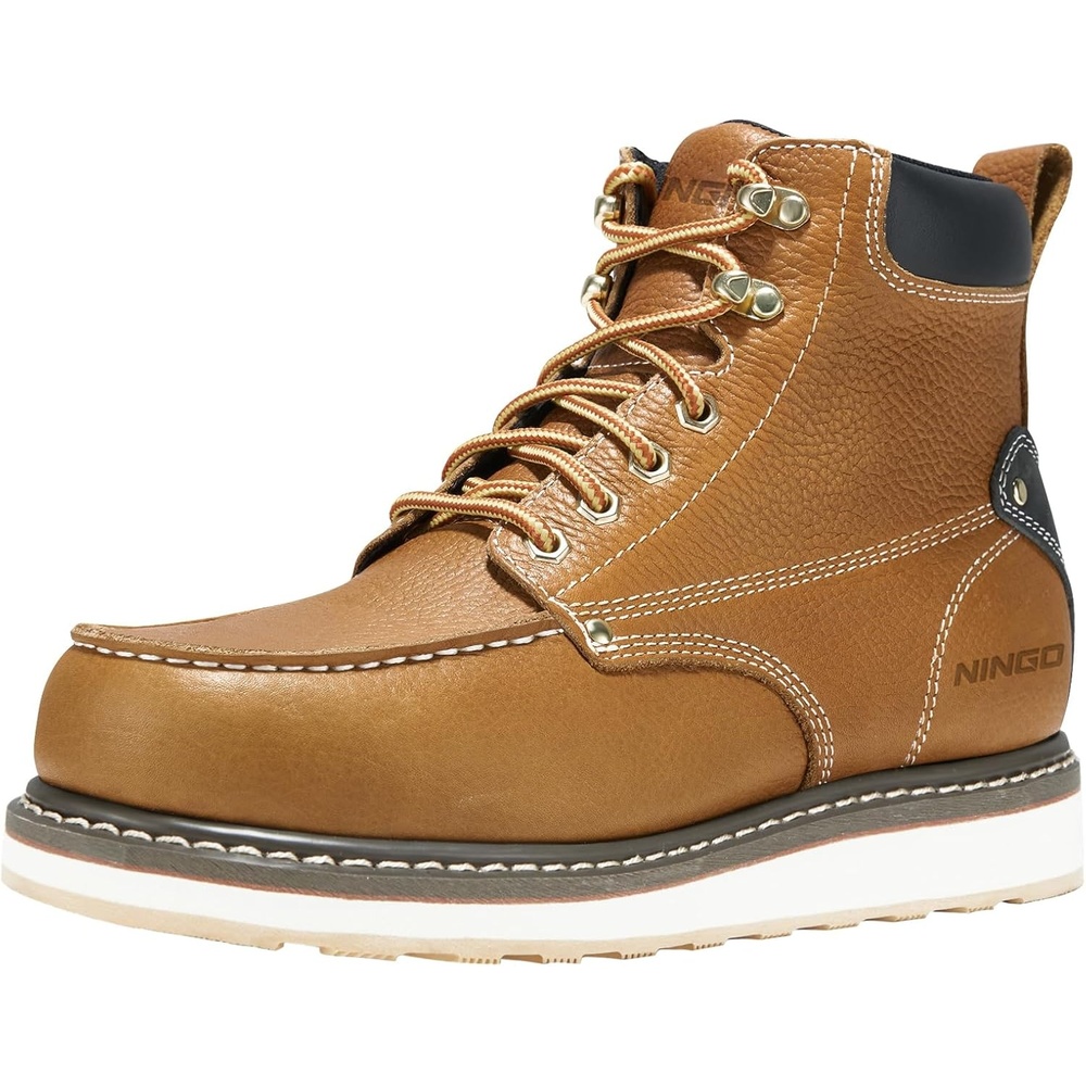 image:imageHISEA NINGO Work Boots for Men SteelSoft Toe Boots6 Water Resistant Slip Resistant Industrial amp Construction Work Shoes Composite Toe Working BootSoft Toe Bronze