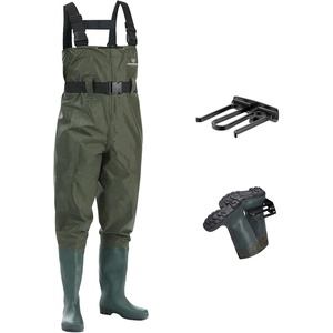 image:imageFISHINGSIR Fishing Waders for Men 2Ply NylonPVC Waterproof Women Chest Wader with Boots Bootfoot Hunting WadersGreen