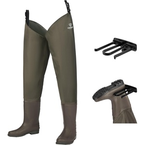 image:imageFISHINGSIR Hip Waders Waterproof Hip Boots for Men amp Women 2Ply NylonPVC Fishing Bootfoot Hip WaderBrown