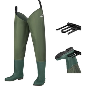 image:imageFISHINGSIR Hip Waders Waterproof Hip Boots for Men amp Women 2Ply NylonPVC Fishing Bootfoot Hip WaderGreen