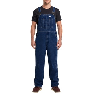 image:imageHISEA Mens Denim Bib Overalls Mens Overalls Workwear with Adjustable Straps and Convenient Tool PocketsWashed Dark Indigo