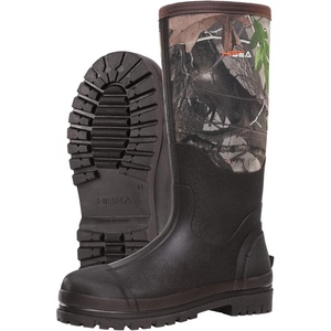 image:imageHISEA Mens Neoprene Rubber Boots Insulated Waterproof Hunting Boots Durable Knee High Rain Boots for Fishing Mud Work CamoBlackCamo