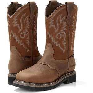 image:imageHISEA NINGO Steel Toe Work Boots for Men Waterproof Square Toe Cowboy Boots Slip on Comfortable Soft Toe Pull on Western Safety Work Shoes for Construction Industrial Working Welding Riding BrownLight Brown 3