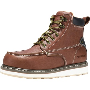 image:imageHISEA NINGO Work Boots for Men SteelSoft Toe Boots6 Water Resistant Slip Resistant Industrial amp Construction Work Shoes Composite Toe Working BootSoft Toe  Brown
