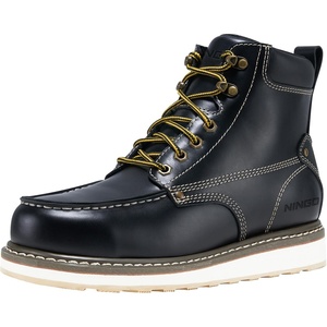 image:imageHISEA NINGO Work Boots for Men SteelSoft Toe Boots6 Water Resistant Slip Resistant Industrial amp Construction Work Shoes Composite Toe Working BootSoft Toe  Black