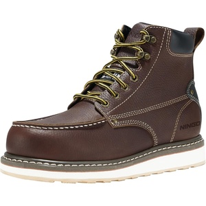 image:imageHISEA NINGO Work Boots for Men SteelSoft Toe Boots6 Water Resistant Slip Resistant Industrial amp Construction Work Shoes Composite Toe Working BootSteel Toe  Darkbrown