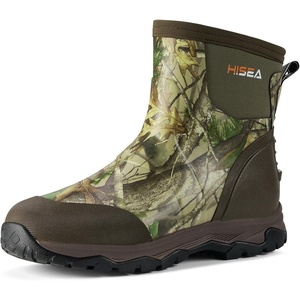 image:imageHISEA Upgraded Excursion Pro Mens Rain Boots Ankle Height Rubber Hunting Boots Waterproof Insulated Neoprene Boots Durable Outdoor Mud Booties for Hunting Gardening Farming Fishing and Yard WorkCamo