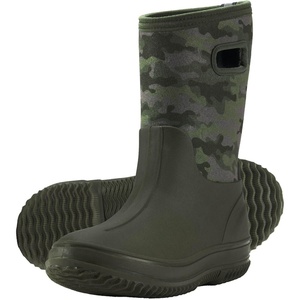 image:imageHISEA Kids Rain Boots for Boys Girls Waterproof Insulated Rubber Neoprene Boots Seamless Outdoor Boot with Handles Rainboots All Weather Mud Boots for Rain Water Snow and Winter Little KidBig KidOlive Green