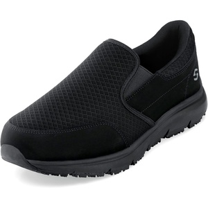 image:imageHISEA Slip Resistant Shoes for Men Water amp Oil Resistant Breathable Comfortable Slip on Chef Men Work Shoes Lightweight Walking Standing Shoes for Kitchen Restaurant Healthcare Workers Black